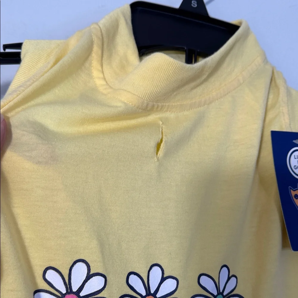 Life Is Good Dog Dress Yellow w/ Flowers Ruffled Hemline in‎ Size L
